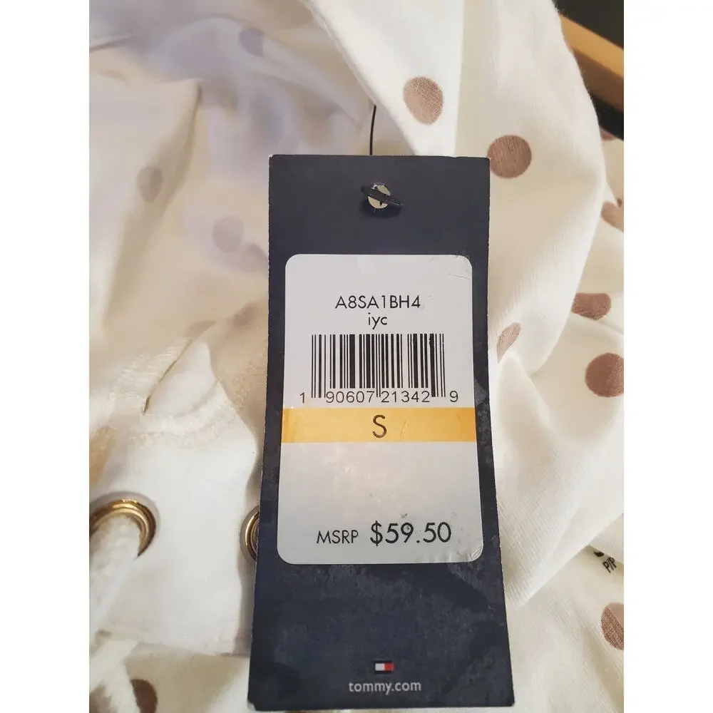 New Tommy Hilfiger Dress Womens Sz S Small White Polka dot Short Sleeves T - Picture 4 of 4
